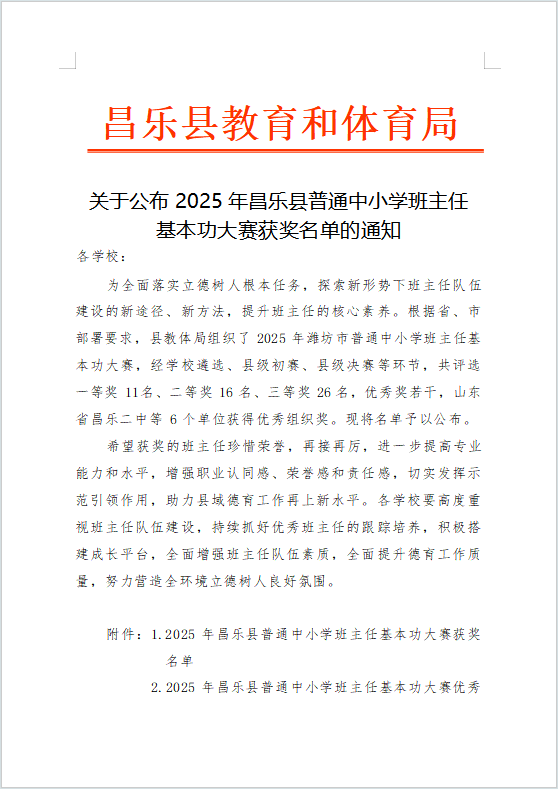 271教育|昌乐二中：喜报！我校九名教师在全县班主任基本功大赛中喜获佳绩
